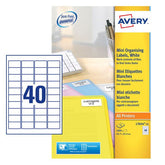 Avery Laser Mini Label 45.7x25.4mm 40 Per A4 Sheet White (Pack 1000 Labels) L7654-25